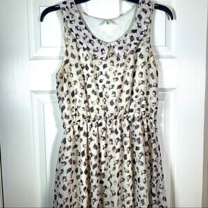 Cocolove bird printed sleeveless fit and flair midi dress with lining M